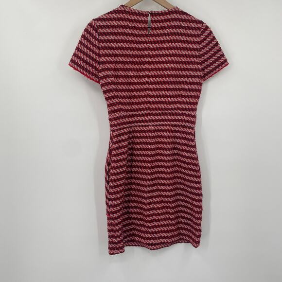 Maje Riola Striped Tweed Mini Sheath Dress Short Sleeve Red Black Womens Size 2 - Picture 5 of 10